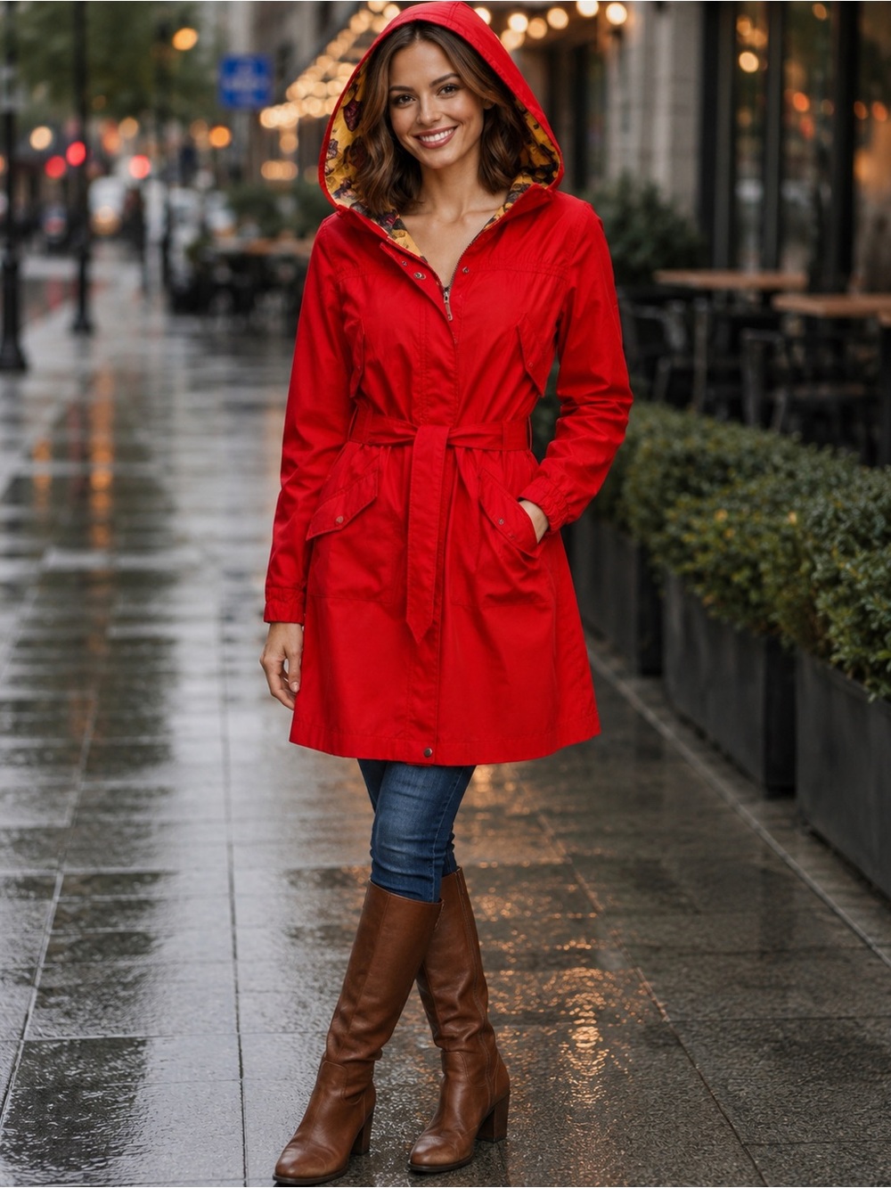 Anthropology Red Hooded Jacket Butterfly Boho Chic SZ M